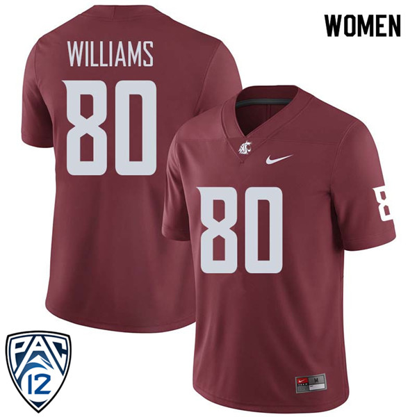 Women #80 Dom Williams Washington State Cougars College Football Jerseys Sale-Crimson